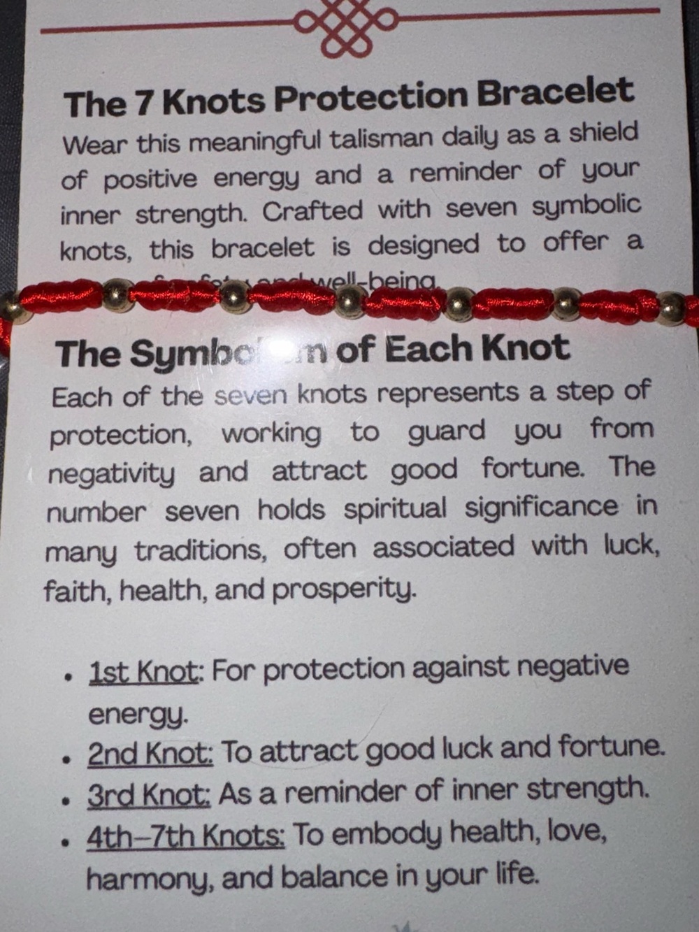 7 Knots Protection Bracelet - Red and Gold Spiritual Talisman